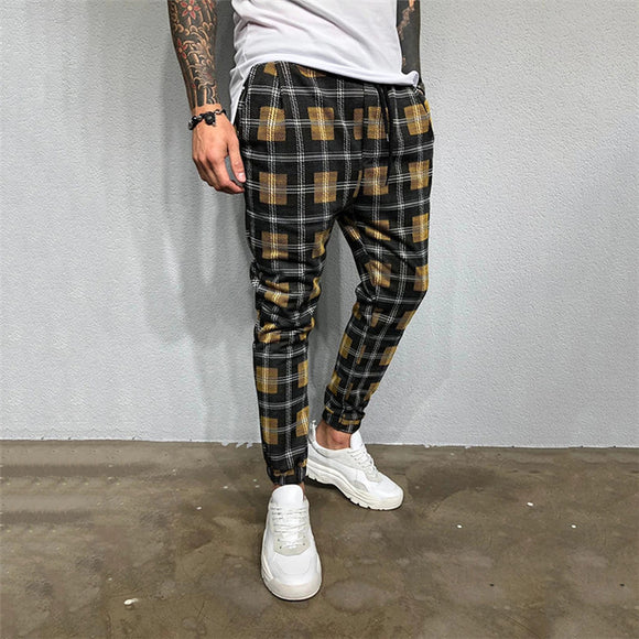 Pantalones Deportivos Casuales con Estampado 3D Cuadros para Hombre
