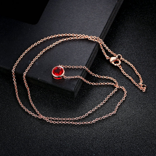 Collar para Mujer Estilo Minimalista con Colgante de Circonita Cúbica en Oro Rosa
