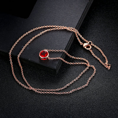 Collar para Mujer Estilo Minimalista con Colgante de Circonita Cúbica en Oro Rosa