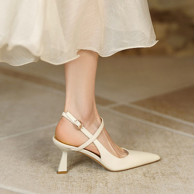 Sandalias Stiletto Punta Aguda con Hebilla de Cuero para Mujer - Image 17