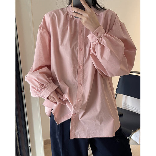 Blusa Francesa Cuello Alto Mangas Farol Suelta y Fresca para Mujer - Image 2
