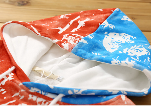 Sudadera con Capucha Hombre Contraste de Costuras y Graffiti - Image 11