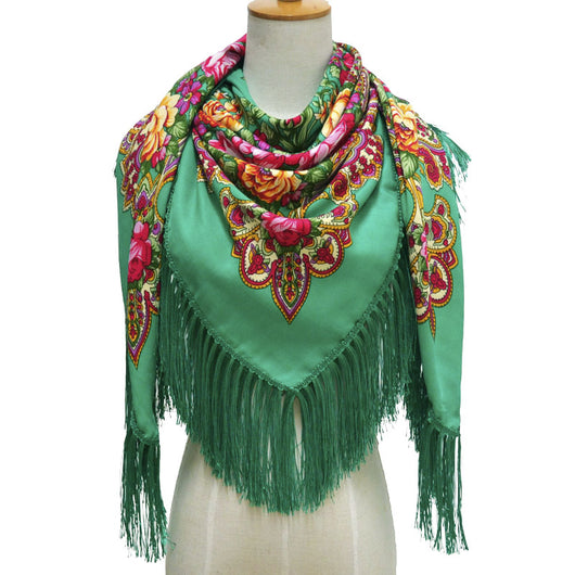 Pañuelo Floral Retro con Flecos para Mujer - Image 39