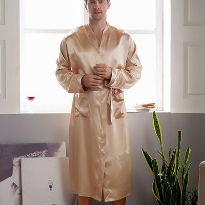 Cardigan Tipo Seda para Casa - Bata Larga de Descanso para Hombre - Image 3