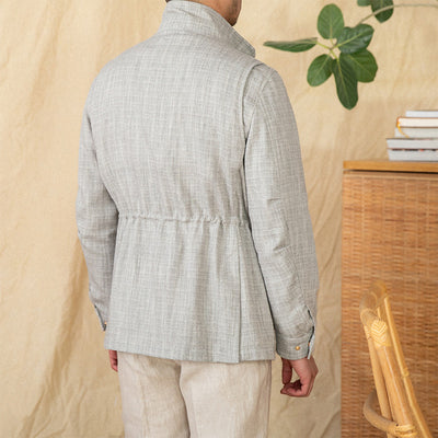 Chaqueta Safari M65 de Algodón y Lino con Cuello Alzado y Cintura Ajustada - Image 3