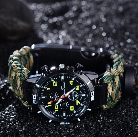 Pulsera de Supervivencia 6 en 1 con Brújula y Paracord para Camping y Emergencias