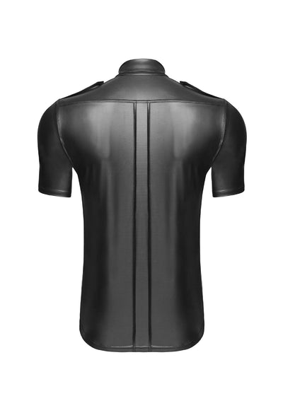 Camisa ajustada de charol con manga corta - Image 7