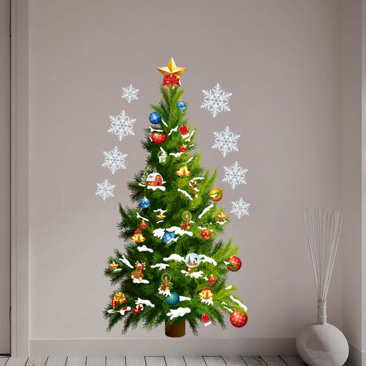 Vinilo Decorativo Navideño 3D - Árbol, Estrellas y Copos de Nieve Removible - Image 10