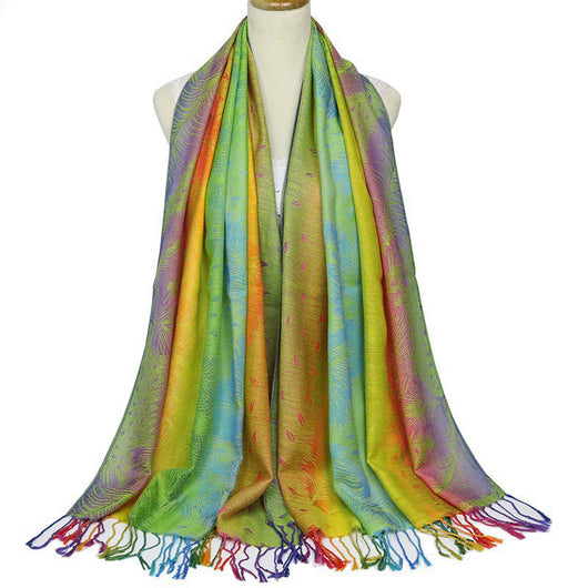 Bufanda Jacquard Vintage con Degradado Cálido - Image 15