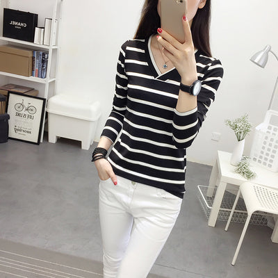 Blusa Cuello V Manga Larga Estilo Coreano - Image 17