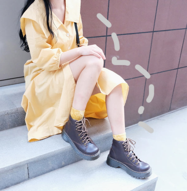 Botas Martin Estilo Harajuku con Suela Gruesa - Diseño Retro Kawaii