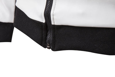 Abrigo de Cuero con Cuello de Pie y Combinación de Colores - Image 18