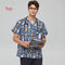 Uniforme Médico Veterinario Estampado Cuello V Flores Azul