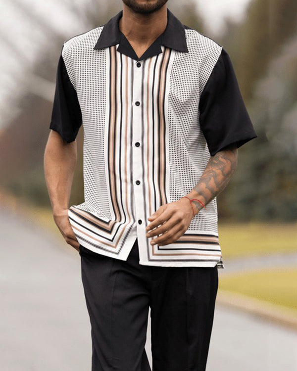 Conjunto de Camisa Casual y Pantalón para Hombre Talla Grande