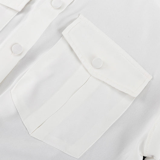 Conjunto Elegante: Blusa Manga Corta con Cuello Solapa y Falda Plisada - Image 27