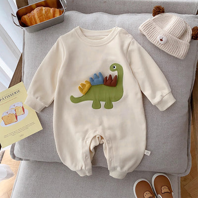 Mameluco de Bebé Primavera-Otoño Dinosaurio Antenas Tricolor Manga Larga