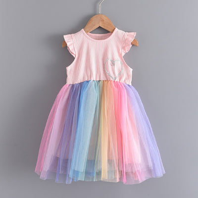 Vestido Infantil de Encaje Bordado con Malla - Image 4