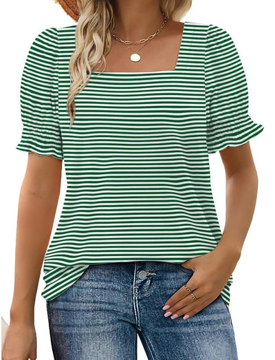 Blusa Suelta Cuello U con Mangas de Pétalos - Image 15