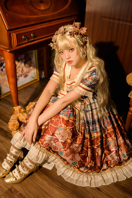 Vestido Corto British Knight Bear Manga Corta para Verano - Image 4