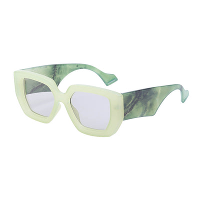 Cream wide leg sunglasses with a bold square frame and dark lenses, perfect for fashion wear and sun protection. - Image 14
