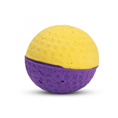 10-pack of colorful latex foam balls for cats, featuring solid and two-tone designs in purple, teal, yellow, pink, blue, and orange. - Image 7