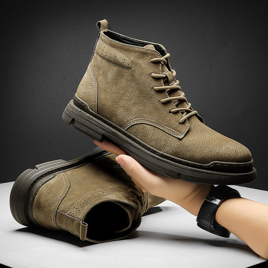 Botas Martín de Cuero con Forro Cálido - Estilo Retro Versátil para Hombre