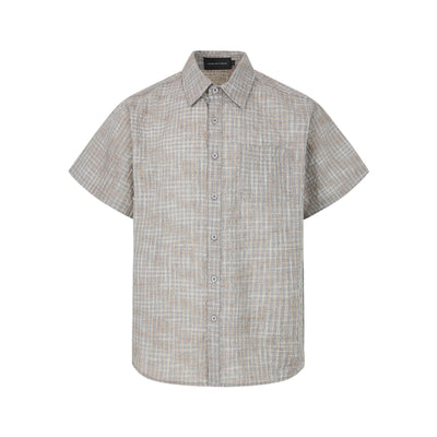 Camisa Cuadriculada Seersucker Suelta para Hombre - Manga Corta Verano - Image 33