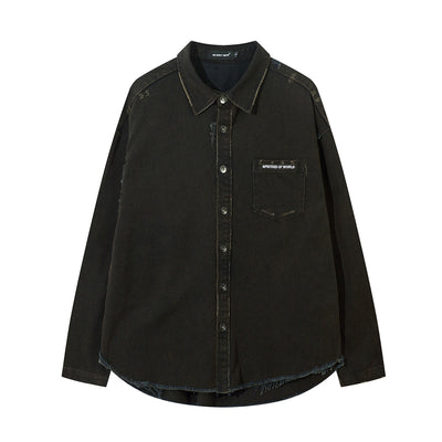 Camisa Denim Desgastado con Estampado Cruzado para Hombre - Image 2