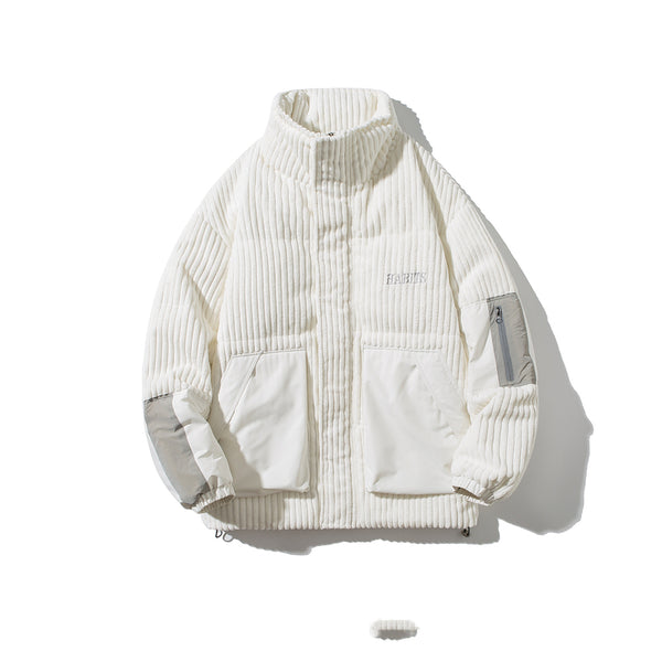 Chaqueta de Invierno Corduroy con Cuello Alto - Abrigo Suelto y Cálido para Hombre