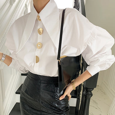 Camisa Suelta de Lino para Mujer con Cuello Solapa - Image 8