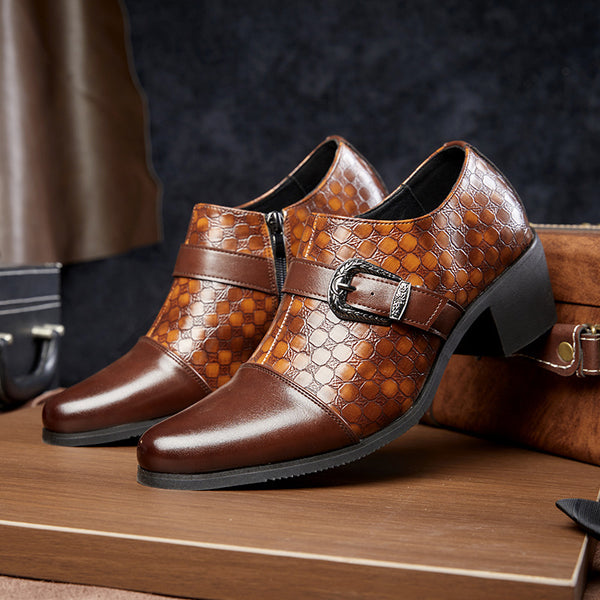 Zapatos Casuales de Cuero Cubano con Diseño Piel de Serpiente para Hombre