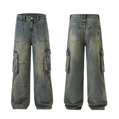 Pantalones Vaqueros Vintage Estilo Americano con Múltiples Bolsillos - Image 5