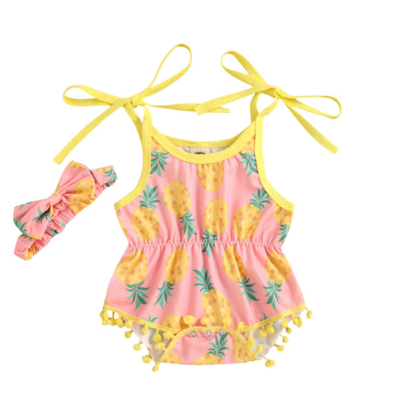 Jumpsuit Infantil Sin Mangas para Verano con Turbante