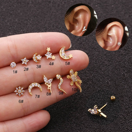 Aretes de Oro Gecko Dorado