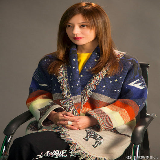 Abrigo de Lana con Bordado Estampado y Flecos - Image 3