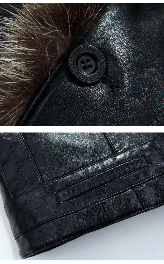 Chaqueta de Cuero Casual para Hombre con Cuello de Piel - Image 11