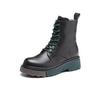 Botas Cortas Retro Punta Redonda para Mujer