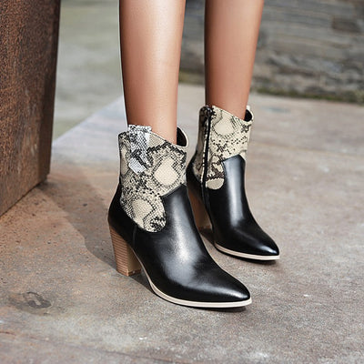Botas Cortas para Mujer con Estampado de Serpiente en Cuero - Image 7