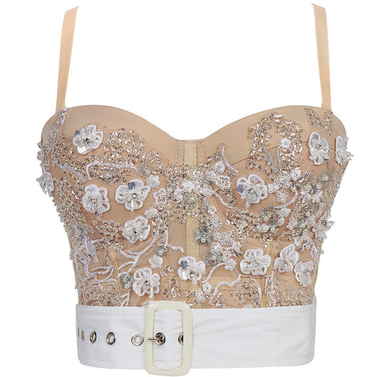 Blusa Camisola de Encaje con Lentejuelas y Bordados Beaded para Mujer - Image 9