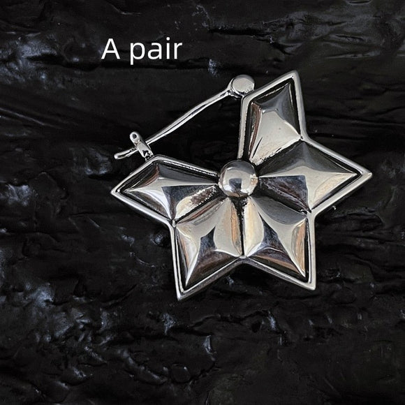 Aretes Estrella de David Retro en Plata 925 Tridimensional