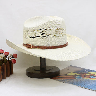 Sombrero Vaquero Tejido a Mano Impermeable Protección Solar Playa - Image 9