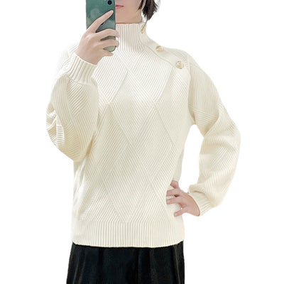 Suéter Cuello Alto a Cuadros Mujer - Pullover Holgado y Cómodo - Image 3