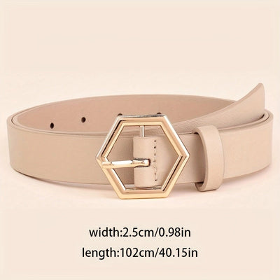 Cinturón PU con Hebilla Dorada Estrella Hexagonal Irregular para Mujer - Image 3