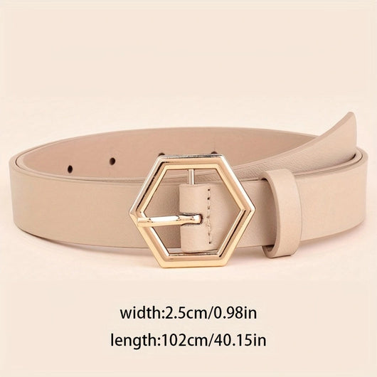 Cinturón PU con Hebilla Dorada Estrella Hexagonal Irregular para Mujer - Image 3