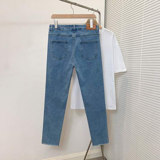 Pantalones Vaqueros Azul Desteñido Tendencia Verano para Hombre - Image 4