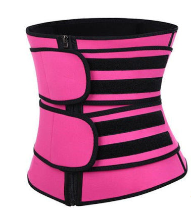 Bright blue neoprene sports slimming waist belt with black trim, a zipper, and two adjustable hook-and-loop straps. - Image 10