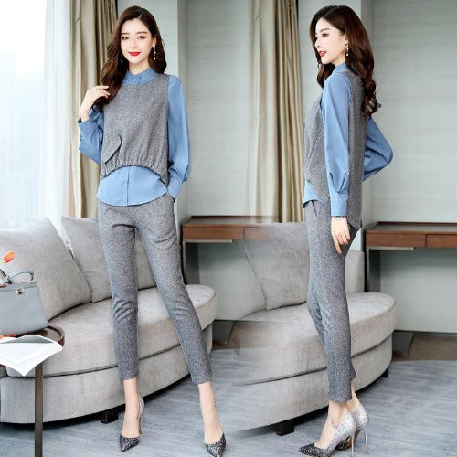 Conjunto de Tres Piezas Ejecutivo para Mujer - Elegancia de Transición