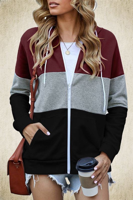 Cardigan Sudadera con Capucha y Contraste de Colores para Mujer - Estilo Europeo Otoño Invierno - Image 10