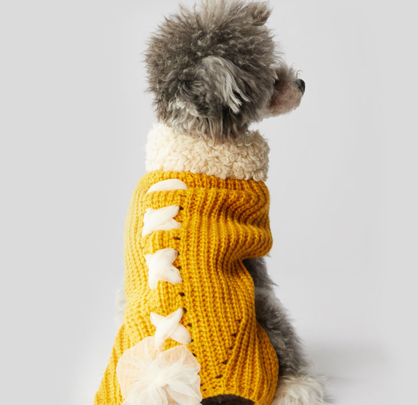 Ropa Abrigada con Moño para Perros y Gatos - Otoño e Invierno