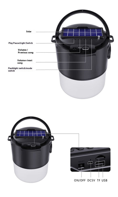 Linterna Solar Portátil con Altavoz Bluetooth y Cargador Inalámbrico - Image 13